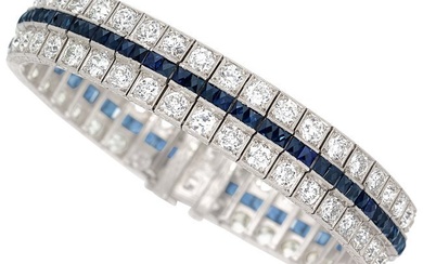 55315: Art Deco Diamond, Sapphire, Synthetic Sapphire