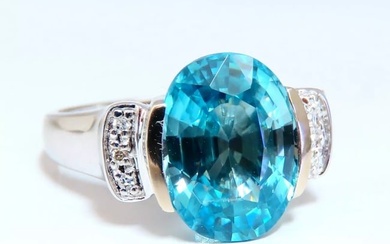 5.65ct Natural Indigo Blue zircon Diamonds Ring 14kt