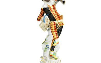 A Meissen figure of Harlequin dancing