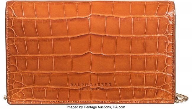 58215: Ralph Lauren Light Brown Alligator Chain Wallet