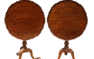 Pair of Chippendale style mahogany tea tables