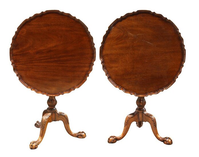 Pair of Chippendale style mahogany tea tables