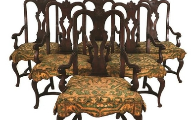 6 18th century Venetian walnut armchairs