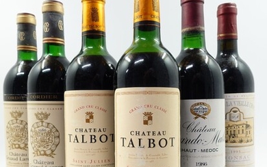 6 bouteilles 2 bts : CHÂTEAU GRUAUD LAROSE 1986 2è GC Saint Julien (base goulot,...