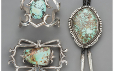 Three Navajo Jewelry Items c. 1970 - 1990...