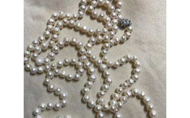 8-9mm White Cultured Pearl 52" Rope Necklace