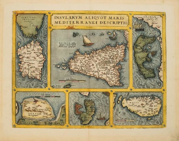 1579 Ortelius Map of Six Mediterranean Islands