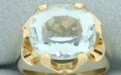 9ct Aquamarine Claw Set Statement Ring in 14k Yellow Gold