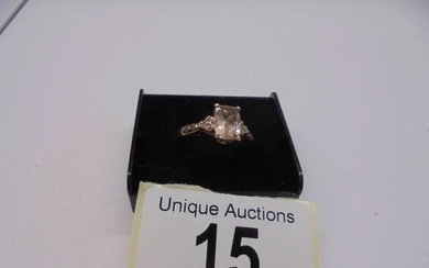 A 14ct yellow gold morganite and diamond ring, size M half, ...