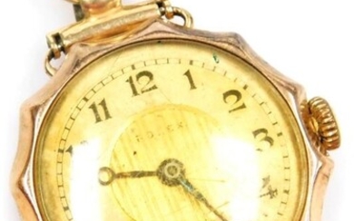 A 1920/30's Rolex 9ct gold cased wristwatch, circular yellow...