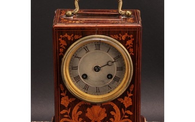 A 19th century French rosewood and marquetry carriage type m...