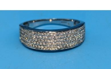 A 9ct White Gold Ring encrusted with Diamonds. Size R.