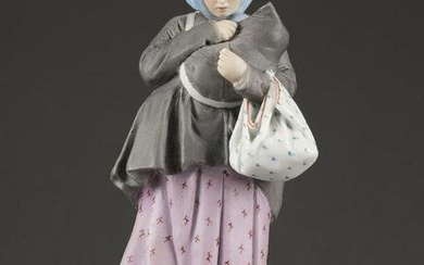 A BUSCUIT PORCELAIN FIGURE OF MOTHER AND A CHILD Russian