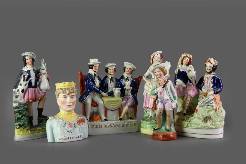 A COLLECTION OF VICTORIAN STAFFORDSHIRE FLATBACK FIGURES