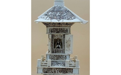 A Carved Chinese Guanyin shrine,, circa 19th-20th C
