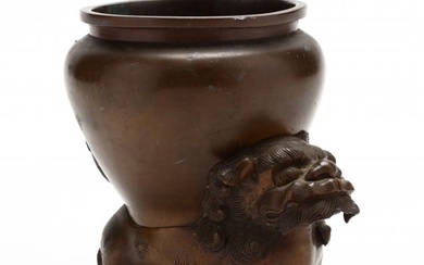 A Chinese Bronze Foo Dog Vessel