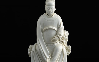 A Chinese Dehua blanc-de-chine statue of civil official, Ming dynasty