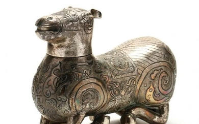 A Chinese Silver Zoomorphic Box