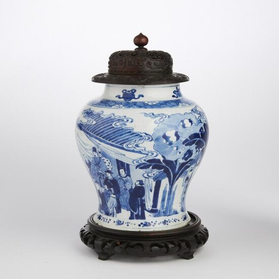 A Chinese blue and white porcelain ginger jar
