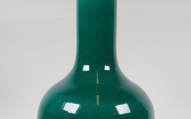A Chinese emerald green crackle glazed porcelain bottle vase,...