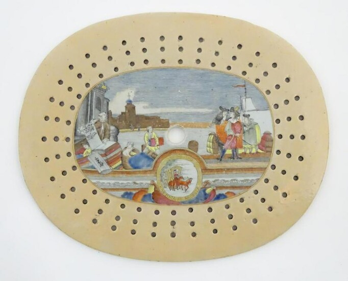 A Chinese export drainer depicting a Western scene with