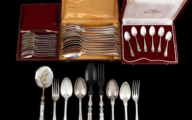 A Collection of Antique French Silverplate Flatware