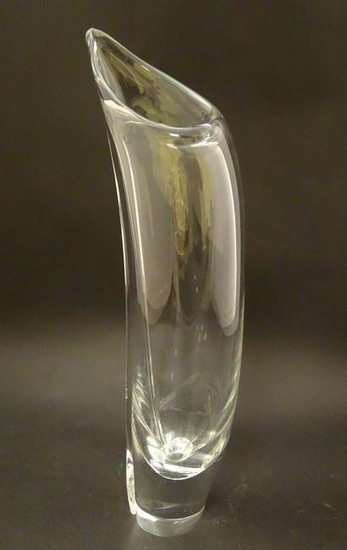 A Dartington clear glass vase of shaped form. Approx.