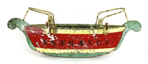 A FRENCH FAIRGROUND SWINGBOAT c.1930s, painted wood with metal fittings, with 'S.S. France' painted ...
