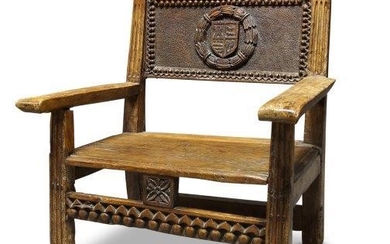 A French provincial chestnut armchair, incorporating 17th...