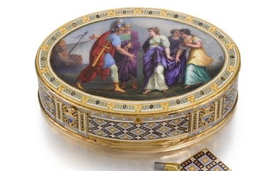 A GOLD AND ENAMEL SNUFF BOX WITH MUSIC AND AUTOMATON, GUIDON, RÉMOND, GIDE, GENEVA, 1792-1801