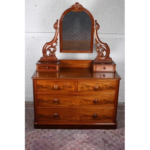 A GOOD VICTORIAN MAHOGANY DRESSING CHEST the superstructure ...