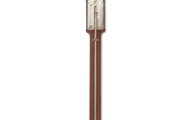 A George III mahogany stick barometer the dial signed B.....