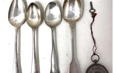 A George III silver Old English pattern spoon, assorted flat...