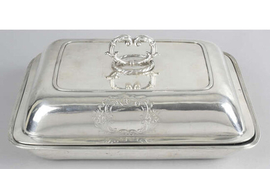 A George III silver entrée dish and cover.