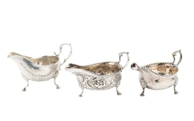 A George III silver sauce boat, with punched border and...