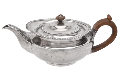 A George IV silver tea pot by Rebecca Emes & Edward Barnard I