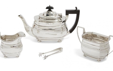 A George V three-piece silver tea set, Birmingham, c.1927, Blanckensee...