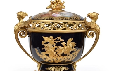 A Gilt Metal Mounted Sèvres Style Porcelain Pot Pourri Vase...