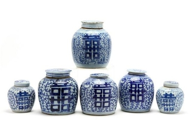 A Group of Chinese Blue and White Ginger Jars