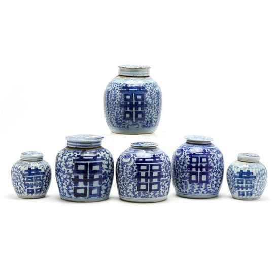 A Group of Chinese Blue and White Ginger Jars