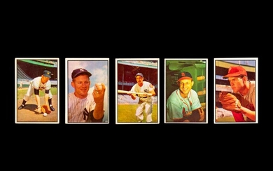 A Group of Five 1953 Bowman Baseball Cards (Including