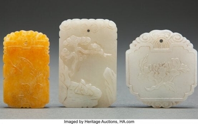 A Group of Three Chinese Carved Jade Plaques 2-1