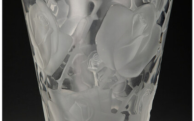 A Lalique Clear and Frosted Glass Ispahan Vase (post-1945)