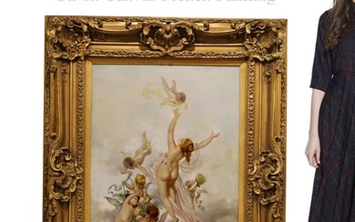 A Large 19th Century French Framed Oil On Canvas Painting