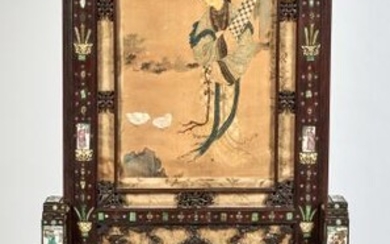 A Large Southern Chinese Embellished Hardwood Floor Screen