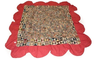 A Late 18th Century Patchwork Coverlet, comprising 4cm squares to...