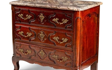 A Louis XV Provincial Walnut Commode Height 34 x length