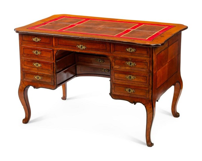 A Louis XV Style Inlaid Walnut Desk