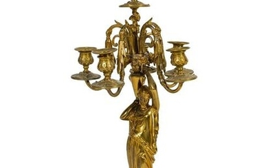 A Louis XVI Style Bronze Five-Arm Candelabrum Height 27