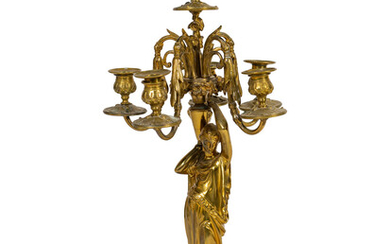 A Louis XVI Style Bronze Five-Arm Candelabrum